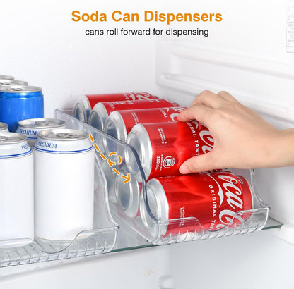 OTraki 6 Pack Fridge Organizer Storage Bins Drink Organizer for Fridge include Soda Can Dispenser Egg Holder Storage Bin with Handle Soda Organizer for Refrigerator Kitchen Countertop BPA Free