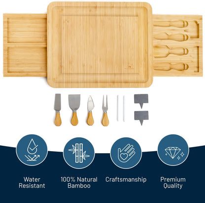 RoyalHouse Bamboo Cheese Board and Charcuterie Boards Set & Serving Tray for Meat, and Wine - Birthday Gifts for Women, Wedding Gift for Couples 2025, Bridal Shower, Housewarming Gift New Home