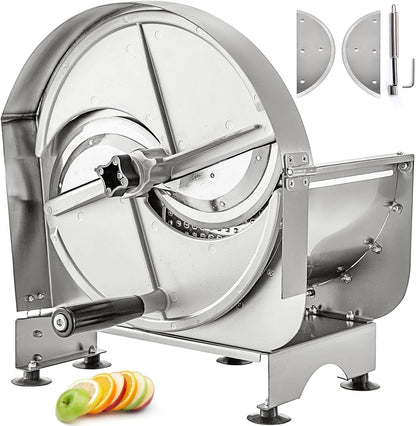 VEVOR Manual Vegetable Fruit Slicer, 0-0.5"/0-12mm Thickness Adjustable Commercial Slicer Machine, Stainless Steel Food Cutter Slicing Machine with 2 Spare Blades, for Potato, Cucumber, Lemon, Tomato