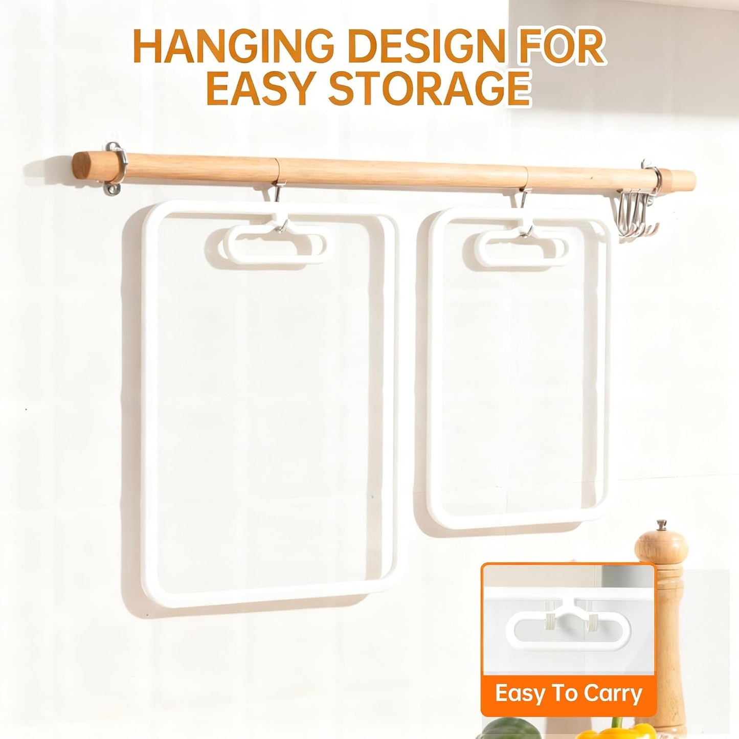 2Pcs White Glass Cutting Board for Kitchen, Tempered Glass Chopping Board with Non-Slip Edges, Dishwasher Safe Clear Cutting Board Set, Heat & Shatter Resistant,15"×11" & 13"×9"