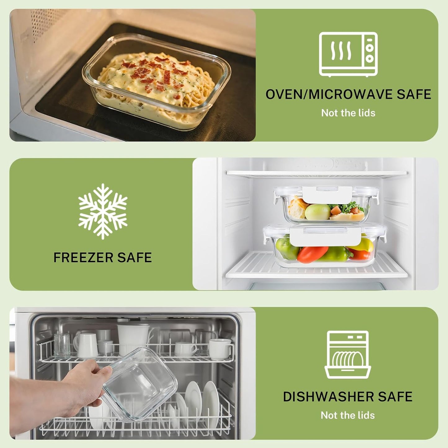 8 Pack Borosilicate Glass Food Storage Containers with Lids, Glass Meal Prep Containers, Airtight Bento Lunch Boxes with Snap Locks, Oven, Freezer and Dishwasher Safe, BPA Free, Kitchen Storage Set