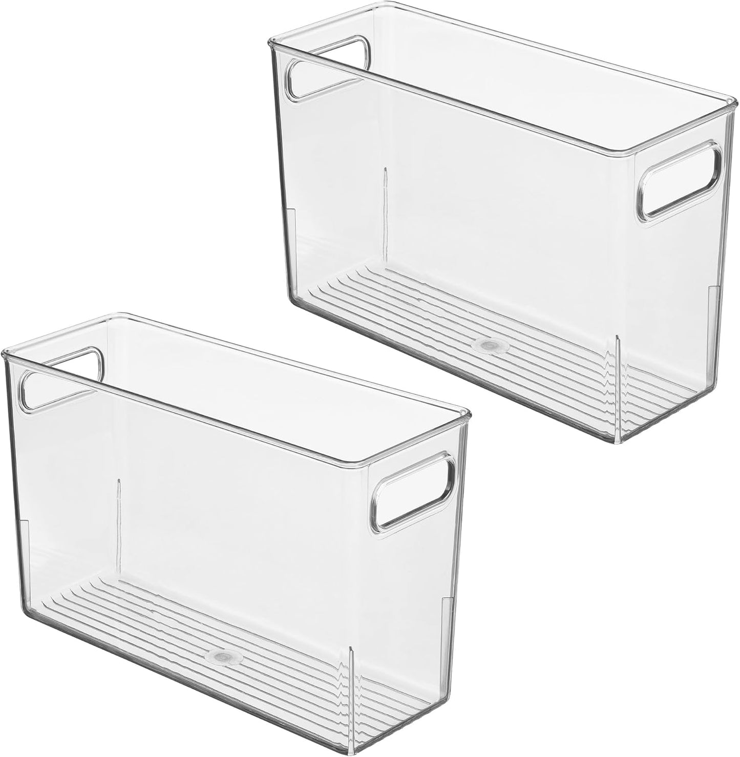 iDesign Tall Plastic Storage Bin with Handles, Set of 4, Clear | For Fridge or Freezer, Made in USA