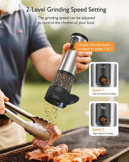 Electric Salt and Pepper Grinder Set, 2 in 1 Dual Bins USB Rechargeable