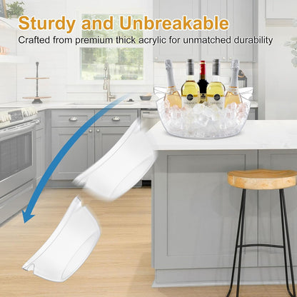 7.5L Ice Buckets for Parties 2 Pcs, Upgraded Thickened Acrylic Ice Bucket Set with 2 Scoops,Large Clear Beverage Tub, Champagne Bucket and Drink Bucket for Wine,Beer,Cocktails and Mimosa Bar Supplies