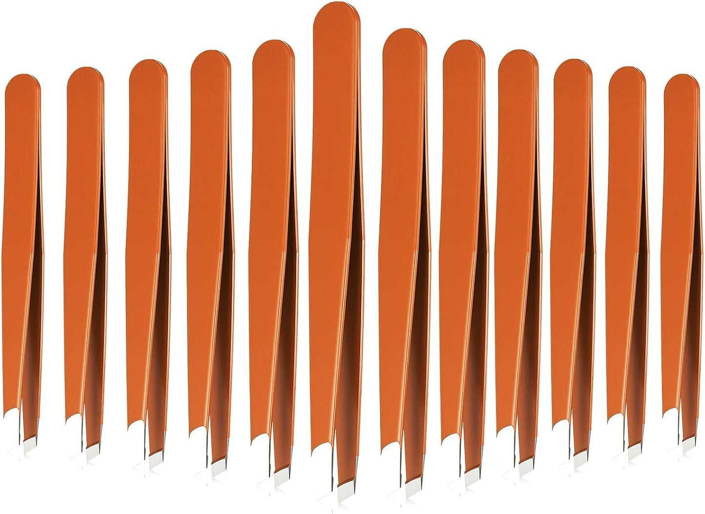 Mudder 12 Pcs Eyebrow Tweezers Set for Facial Hair Stainless Steel Slanted Tip Tweezers in Bulk for Men and Women(Silver)