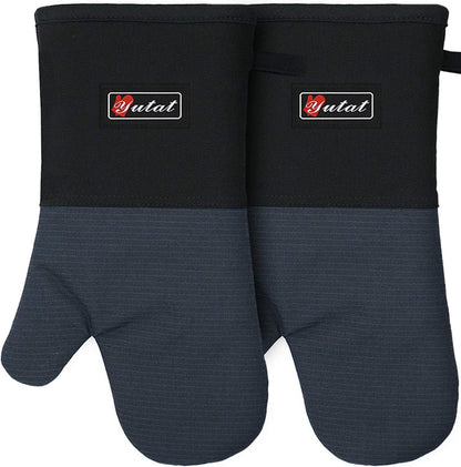 Yutat Silicone Oven Mitts - Oven Mitts and Pot Holders Sets Made of Non-Slip & BPA-Free Silicone, High Heat Resistant 500 Degrees, Perfect for Kitchen Cooking Baking BBQ, Peak Green