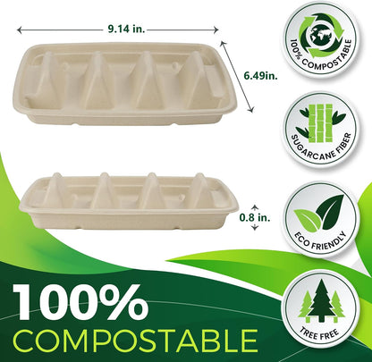 100 Pack Heavy Duty Disposable Fiesta Taco Holders, Taco Plates with 3 Dividers Serving for Party, Taco Stand for Taco Tuesday, Perfect for Taco Bar Supplies