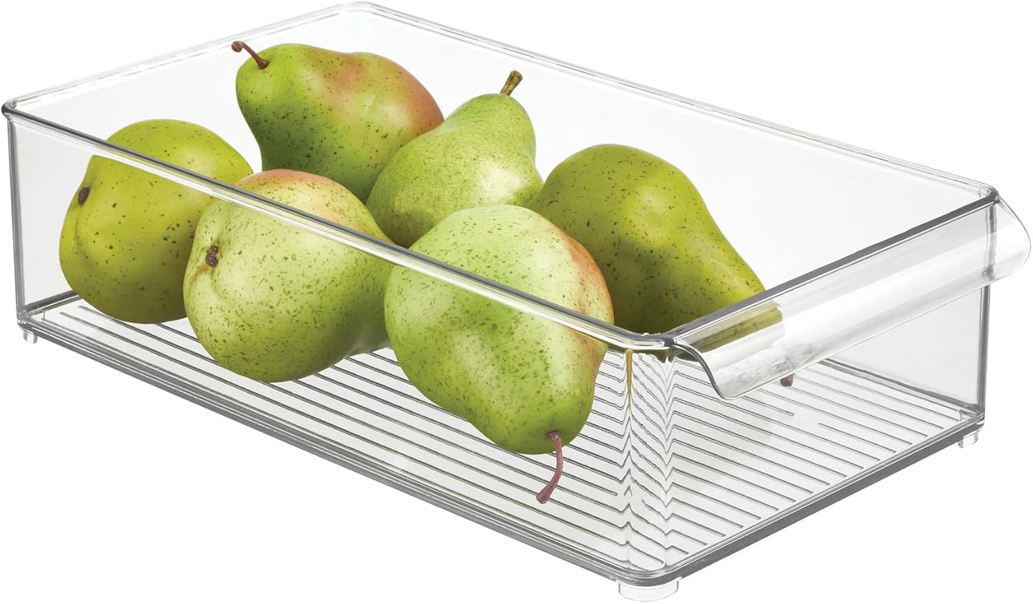 iDesign Large Stackable Fridge or Freezer Bin with Front Handle - Set of 6 - Clear - Made in USA