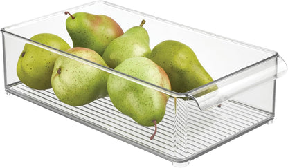 iDesign Large Stackable Fridge or Freezer Bin with Front Handle - Set of 6 - Clear - Made in USA