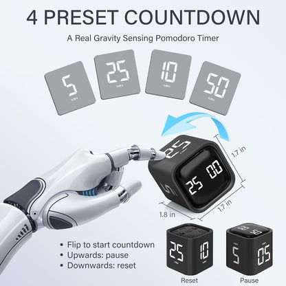 Rotating Productivity Timer 5/25/10/50, Desk Flip Timer, ADHD Tool