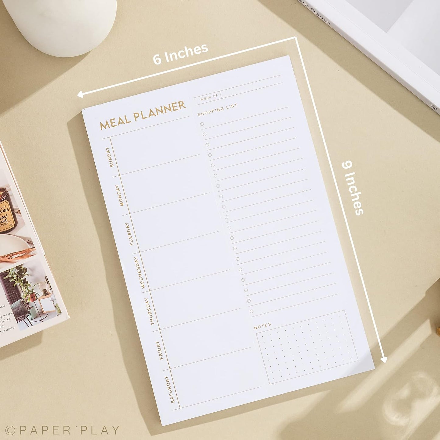 Magnetic Meal Planning Pad for Fridge 52 Undated Tear-off Sheets, 6x9 Inch Meal Planning Notepad for Meal Planner & Grocery List with Magnet, Weekly Meal Planner with Tear Off Shopping List