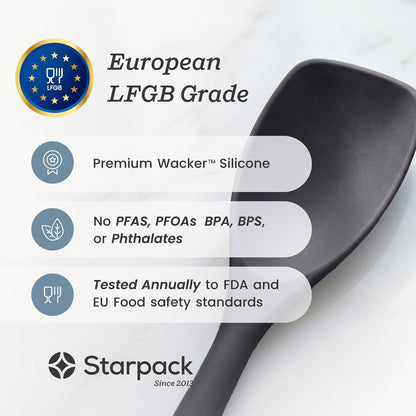 StarPack Silicone Spoonula The All-Rounder 11 Inch - LFGB Spoon Spatula, 600°F Heat Resistant, BPA-Free - One-Piece Seamless, Dishwasher Safe - for Nonstick Cookware, Sage Green