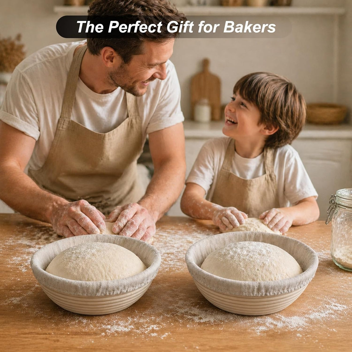 9" Round Banneton Bread Proofing Basket, Family Kit Sourdough Basket