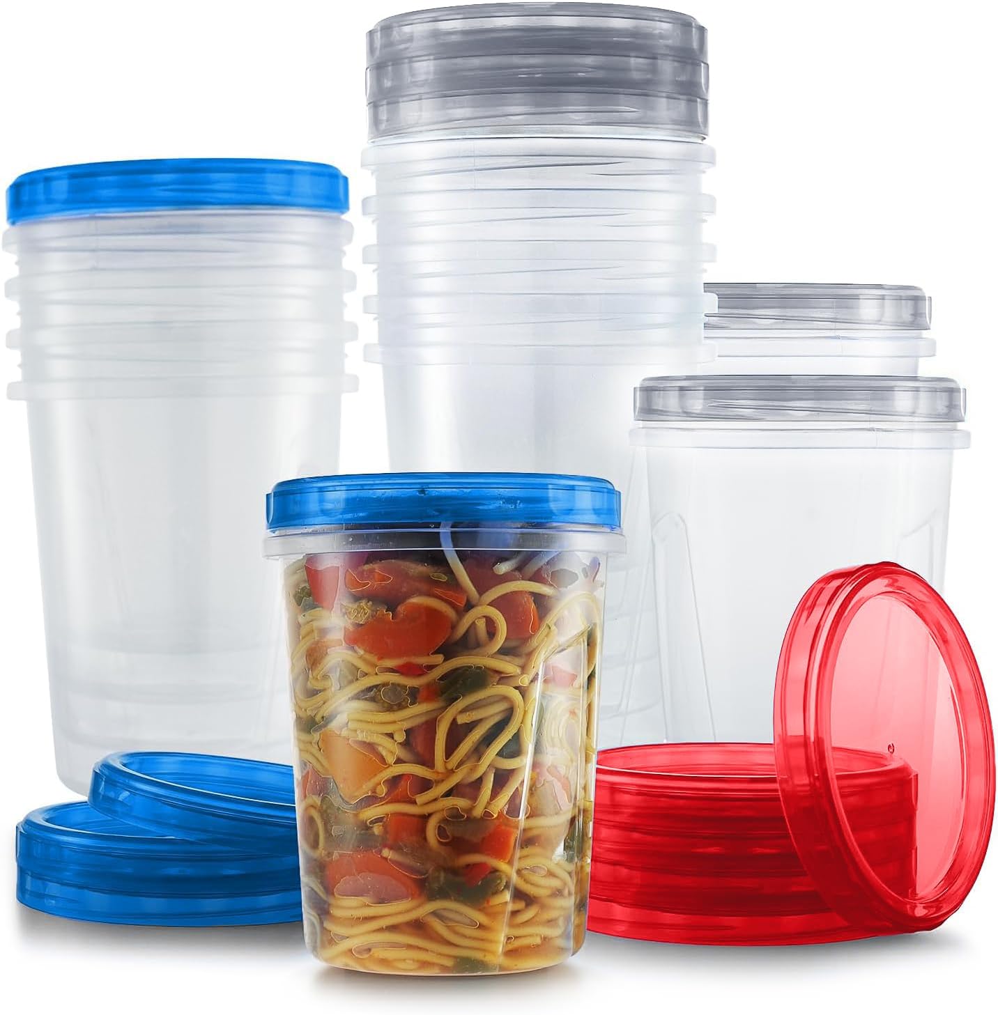 Tafura 10 Pack Leakproof Freezer Containers for Food with Twist Top Lids - 32 Oz BPA Free Reusable Plastic Soup Containers with Screw On Lids - Ideal for Meal Prep, Leftovers & Pantry Organization