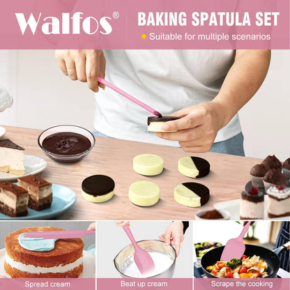 Walfos 600°F High Heat Resistant Silicone Spatula Set of 5- Food Grade Rubber Spatula Set for Baking Cooking & Mixing - BPA Free, Non Stick and Dishwasher Safe,black
