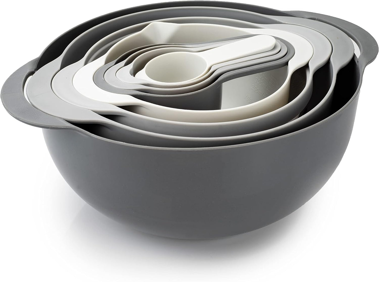 COOK WITH COLOR Nesting Bowls with Measuring Cups Colander and Sifter Set - Includes Mixing Bowls, Colander, Sifter and Measuring Cups, Navy, 8 Pc Bowl