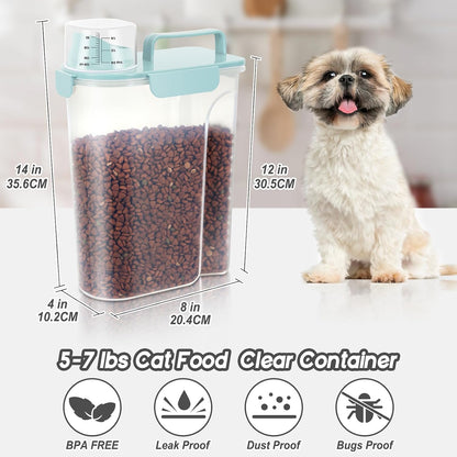 LEAWALK 5Lbs Airtight Cat Dog Food Storage Container with Upgraded Large Nozzle BPA-Free, Pet Food Storage Containers for Rice, Grain, Pet Food, Flour, Dog Treat Storage (Dark Gray, 5L-1pack)