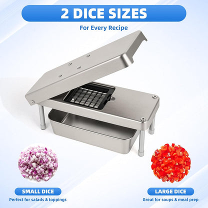 Stainless Steel Vegetable Chopper with Safety Mandoline Slicer & Container