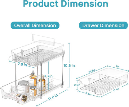 Vtopmart 4 Pack Bathroom Under Sink Organizers Organizer, 2 Tier Clear Pull-Out Organization (S-Standard)