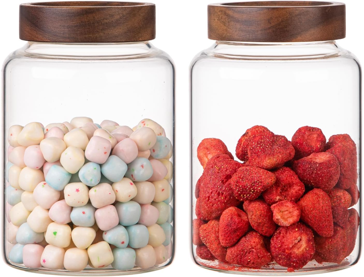 6 pc Glass Spice jars Glass Jars with Screw Lid 5 oz Acacia Wood Glass Herb Sugar Coffee Bean Ground Container Food Storage Canister for Candy Pantry Tea Seasoning Meal Prep Snack (6*150ml(5oz))