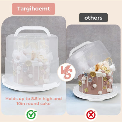 Foldable Cake Carrier, Holds up to 10in Round and 8.5in High Cake, with Lid and Handle