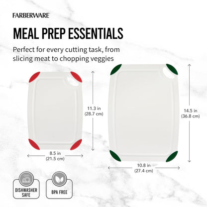 Farberware Cutting Board Set Made from Recycled PET (RPET) with Non-Slip Edges, Durable & Dishwasher Safe, 2-Piece