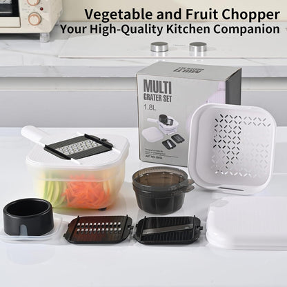 11-in-1 Vegetable Chopper 420 Food-Grade Stainless Steel Blades, 7.2 Cup Container with Colander, BPA & PFAS Free, Dishwasher Safe