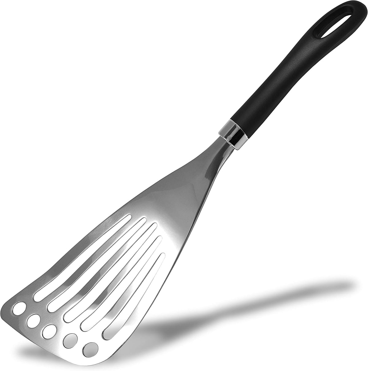 Left Handed Fish Spatula Stainless Steel Egg Flipper 12” | Fish Turner Spatula Slotted Turner Utensils Seki Japan