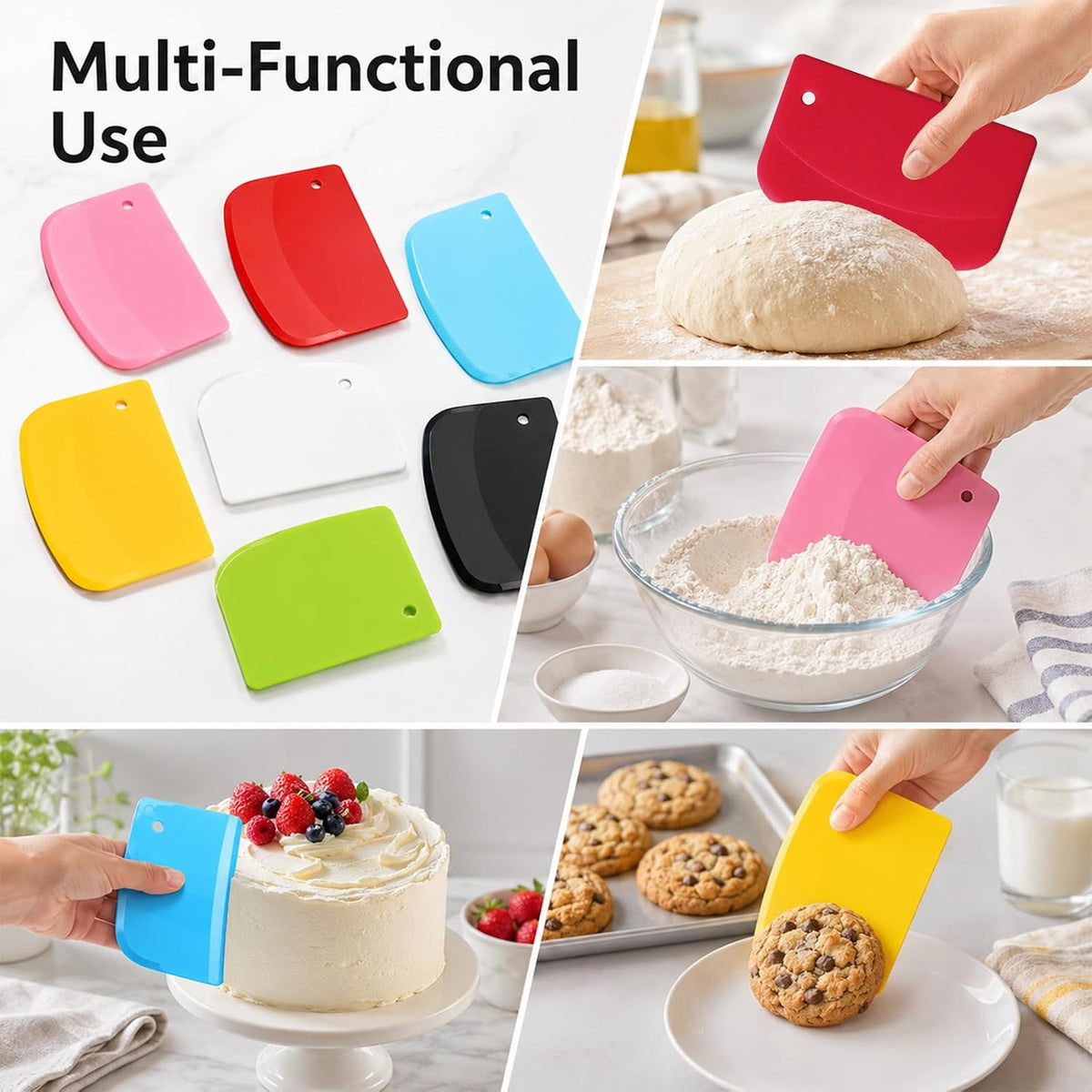 7Pcs Plastic Dough Scraper Bread Dough Cutter for Baking