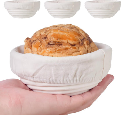 FrutPunch 9 Inch Banneton Bread Proofing Basket Set of 2, with Cloth Lining