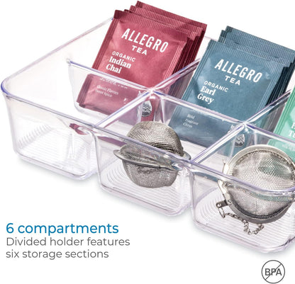 iDesign Clear Tea Bag & Sugar Packet Organizer | For Drawer, Cabinet, Kitchen Countertop