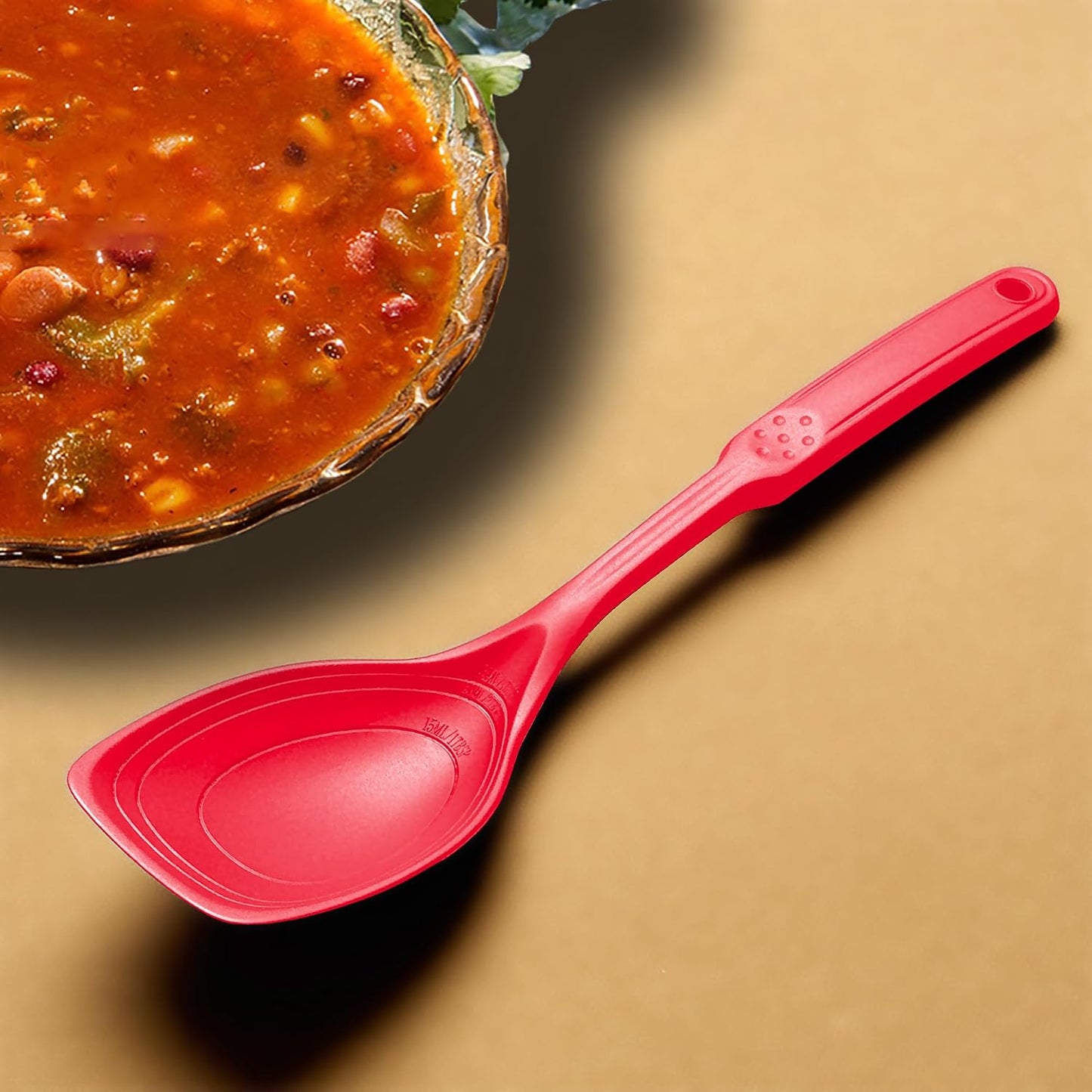 Large Silicone Cooking Spoon, Non-Stick Solid Spoon set with Deep Bolw and Measurement Mark for Mixing, Serving, Draining, Scooping, Scraping, Heat Resistant Kitchen Utensils, Black