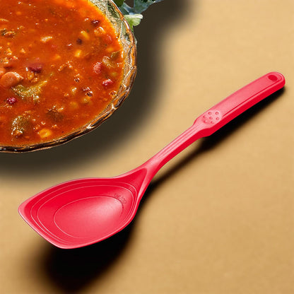 Large Silicone Cooking Spoon, Non-Stick Solid Spoon set with Deep Bolw and Measurement Mark for Mixing, Serving, Draining, Scooping, Scraping, Heat Resistant Kitchen Utensils, Black