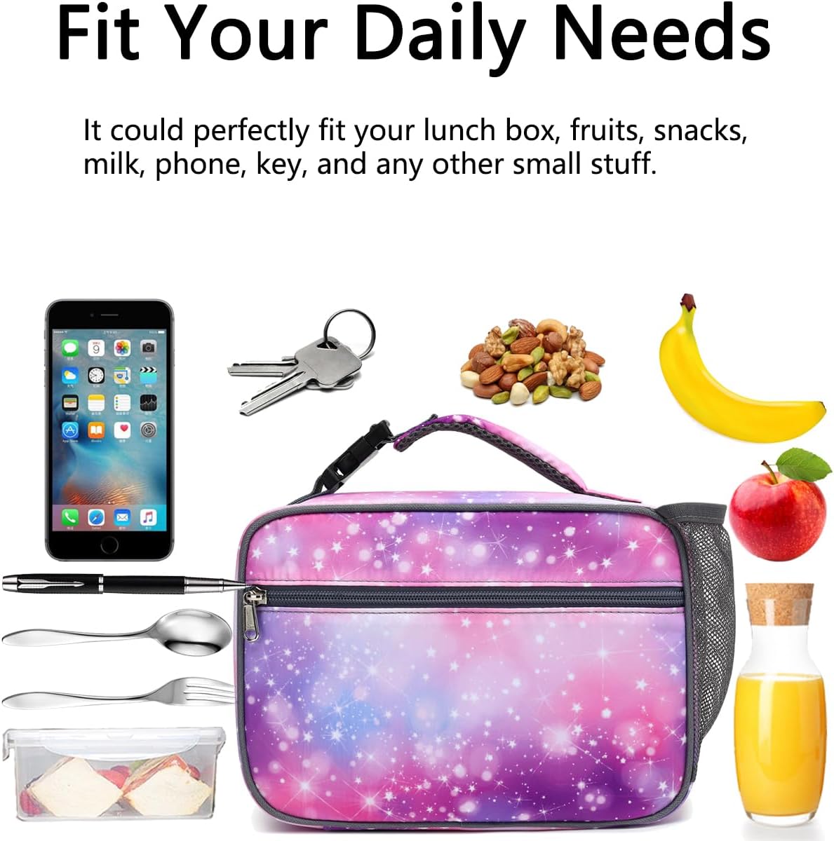 GYEUKHAM Insulated Lunch Box for School, Thermal Reusable Durable Freezable Lunch Bags for Kids Boys Girls Men Women - Small Soft Cooler Portable Lunch Tote Kit for Work Picnic Travel,Black