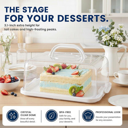 VGOODALL Cake Carrier with Lid and Handle, 12 Capacity Cupcake Carrier, 2-in-1 Rectangular Cupcake Holder for Pies Muffin Pizza Nuts Fruit, Dessert Storage Containers for Parties, Picnics, Baking