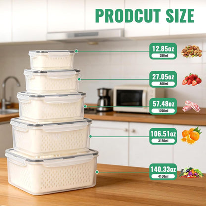 3 PCS Fruit Storage Containers for Fridge Food Berry Storage Container Set with Removable Strainer Lid Berries Container for Fridge BPA-Free Plastic Crisper for Long-Term Freshness