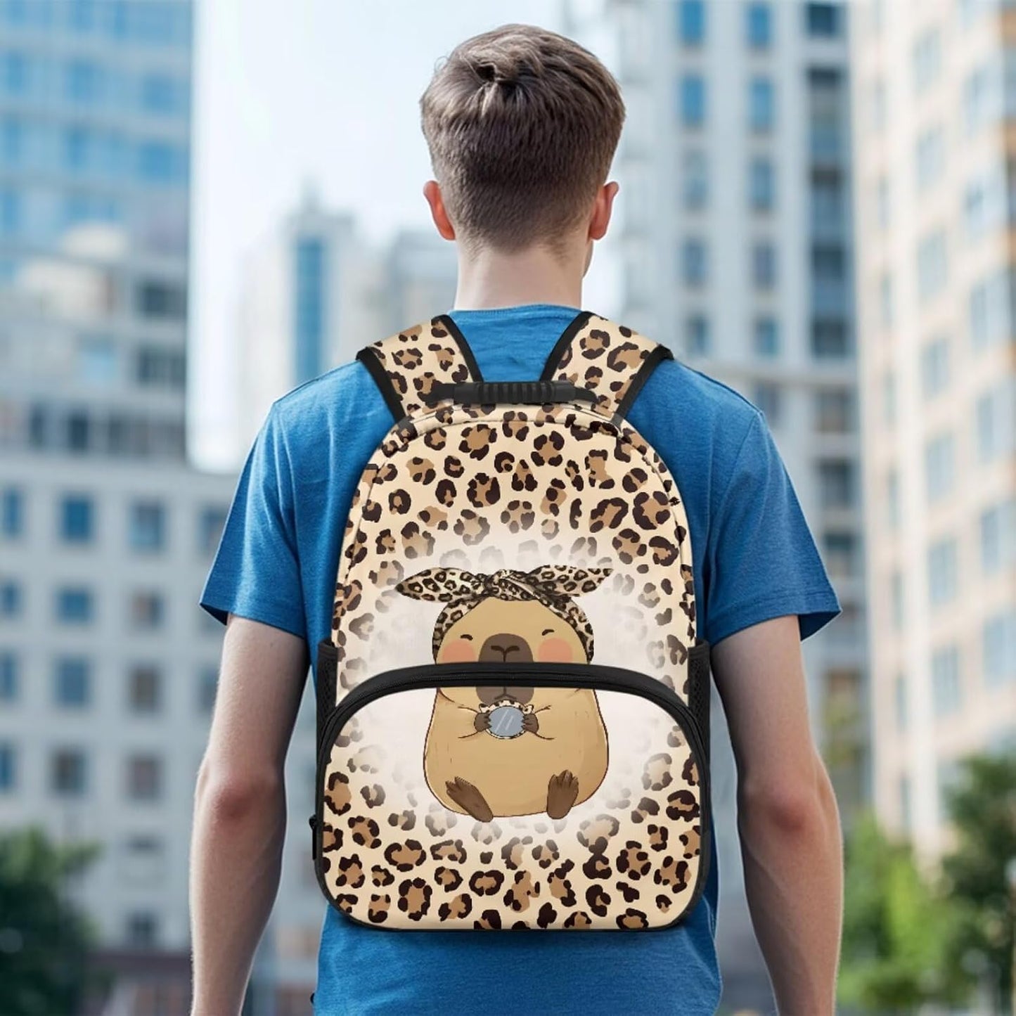 Highland Cow Backpack with Lunch Box Set for Kids Sunflower School Backpack for Girls Boys Back to School Bag Student Travel Backpacks Reusable Utensils Pen Case Water Bottle Bag 5PCS