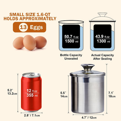 Cooks Standard Classic Stainless Steel Food Jar Storage Canister Set Medium, Airtight Containers with Glass Lid for Tea Coffee Sugar Flour Pantry Kitchen Counter, 4-Piece