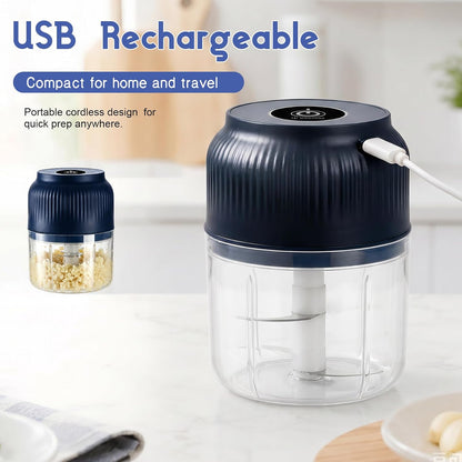 Electric Garlic Chopper, 2026 New Mini Food Processor & Food Chopper for Kitchen, Portable Cordless Garlic Mincer with 6 Stainless Steel Blades, Small Vegetable Chopper for Onion Salad (400ML Blue)