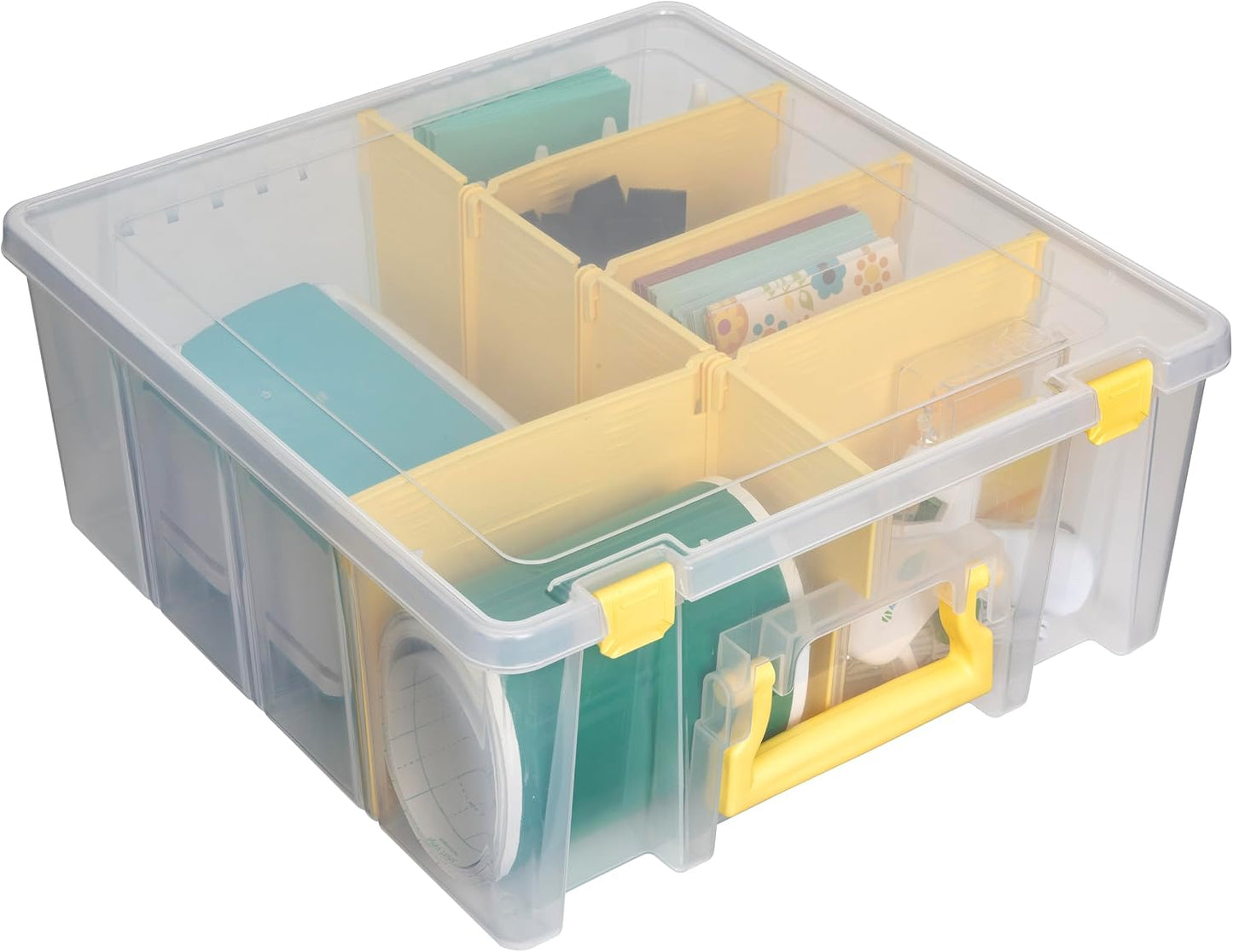 ArtBin 6990SO Super Satchel Double Deep Compartment Box - Art Storage with 8 Removable Compartments, Smart Closure for Craft Supplies (Gold - Pack of 1)