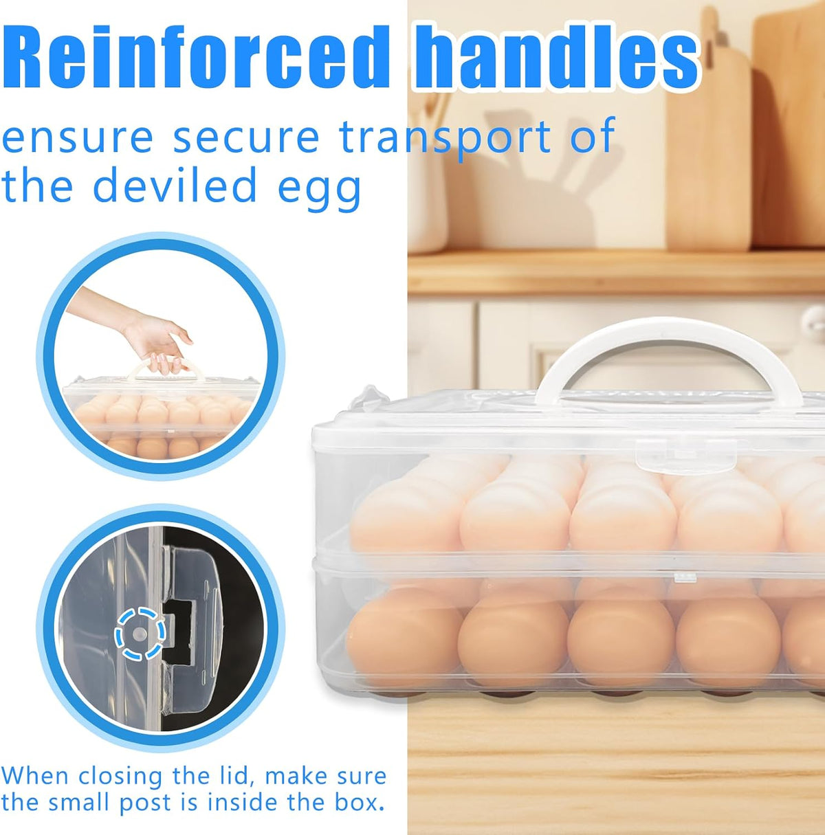 3 Layer Deviled Egg Containers with Lid,Portable Deviled Egg with Handle,Egg Carrier Holder Tray with 72 Holes for Thanksgiving Day,Party Favor Home Kitchen Refrigerator Supplies