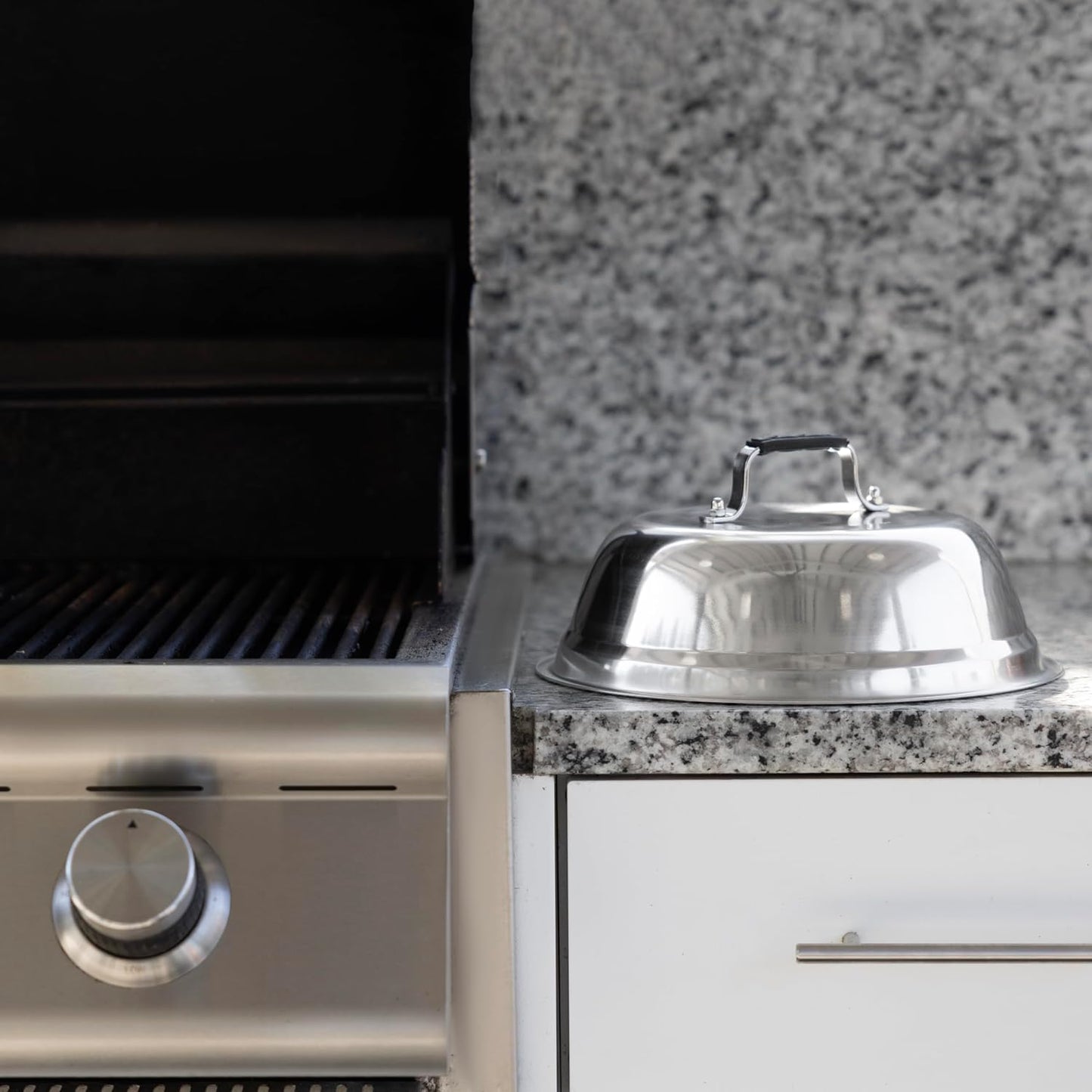 Outset Burger Cheese Melting Dome for Grill, Griddle, and Stovetop, Stainless Steel