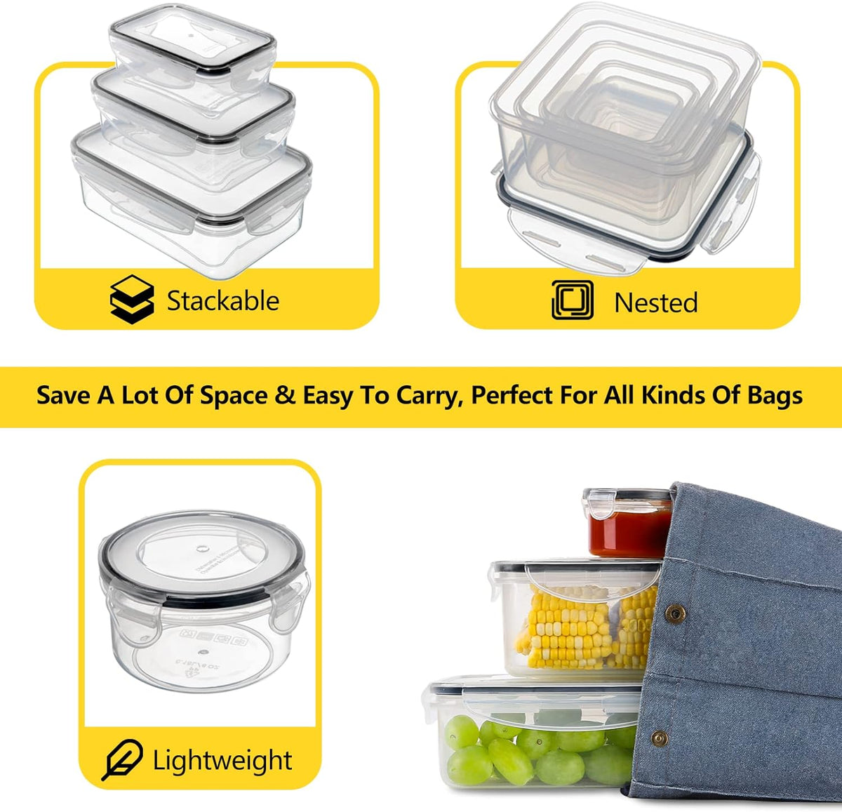 62 PCS Large Food Storage Containers with Lids Airtight (31 Lids &31 Containers) - Leakproof Meal-Prep Containers for Kitchen Storage Reusable Plastic Microwave/Dishwasher Safe with Labels & Pen