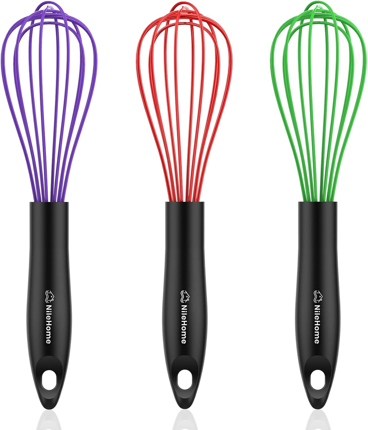 NileHome 3-Pack Stainless Steel Whisk Set, Kitchen Utensils for Cooking