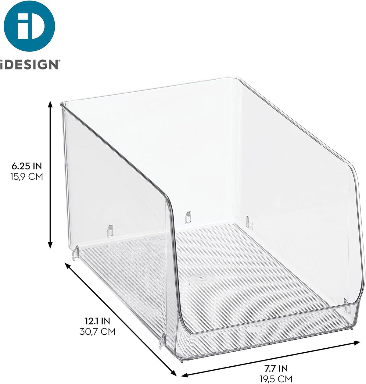 iDesign Clear Plastic Stackable Storage Bin, 2-Pack | Open Front, Easy Access Organizer, For Pantry or Cabinet
