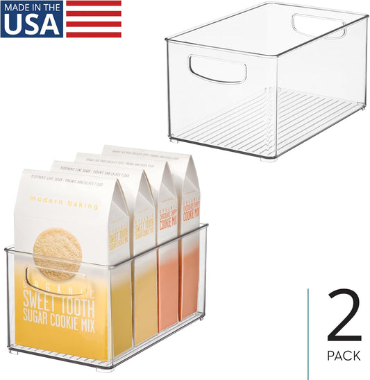 iDesign Stackable Clear Plastic Bin, 2-Pack | Kitchen Organizers and Storage, For Fridge and Pantry