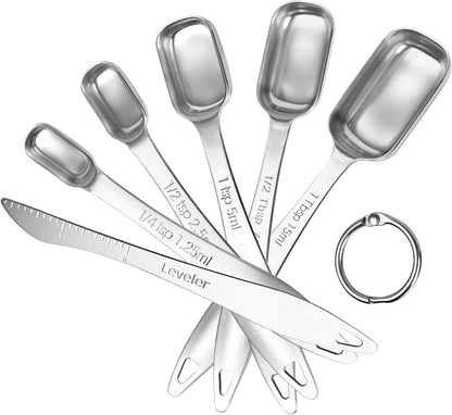 Measuring Spoons: U-Taste 18/8 Stainless Steel Measuring Spoons Set of 9 Piece: 1/16 TSP, 1/8 TSP, 1/4 TSP, 1/3 TSP, 1/2 TSP, 3/4 TSP, 1 TSP, 1/2 tbsp & 1 tbsp Dry and Liquid Ingredients