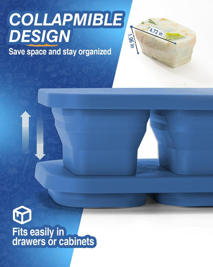 Silicone Freezer Trays With Lid, Stackable 1 Cup Silicone Freezer Molds, Easy To Use Soup Ice Cube Tray, Collapsible Freezing Molds for Meal Prep, Broth, Sauce, Leftovers, Soup Storage Gift Set