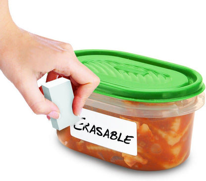 Jokari Label Once Erasable Food Labels with Marker and Eraser Reusable Removable Adhesive Labels for Kitchen Storage Freezer Dishwasher and Microwave Safe 70 Pack