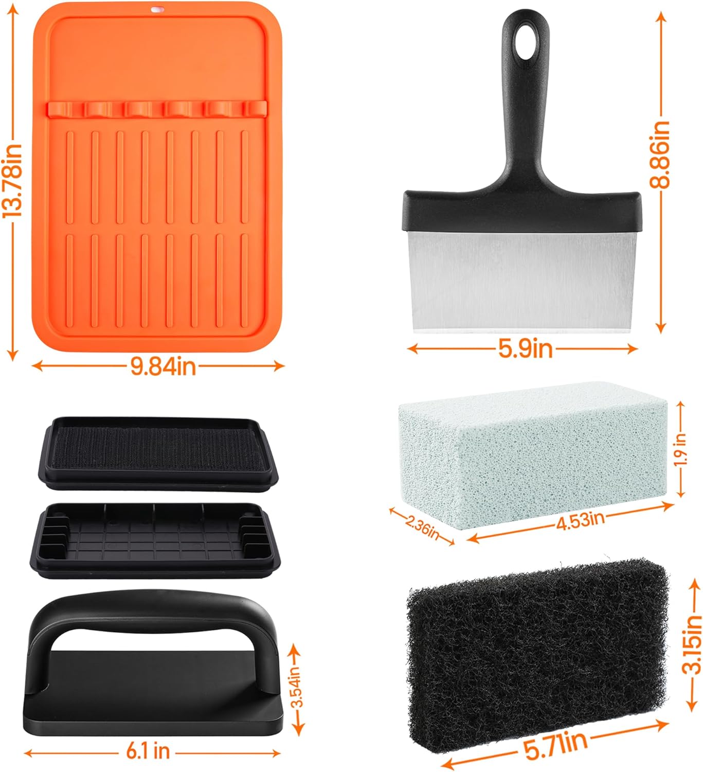 Heavy Duty Griddle Cleaning Brick with Handle, Grill Cleaner for Cleaning Flat top, Pumice Griddle Cleaning Stone Removing Stains for BBQ, Swimming Pool, Sink (5 Pack)